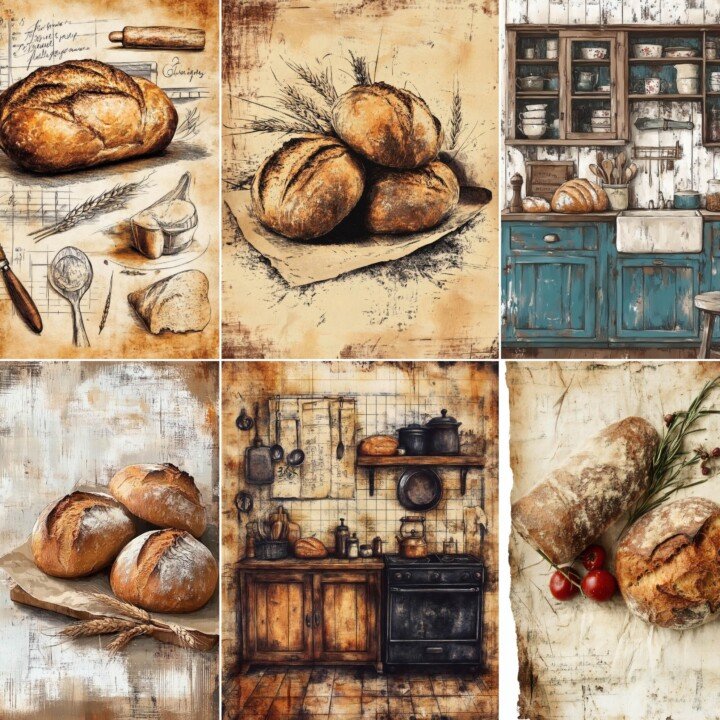 vintage – 60 Vintage Farmhouse Breadmaking Junk Journal Pages