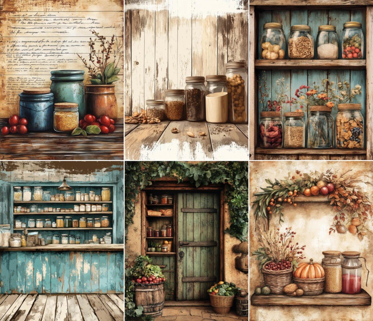 vintage – 51 Vintage Farmhouse Kitchen Pantry Papers Journal Pages