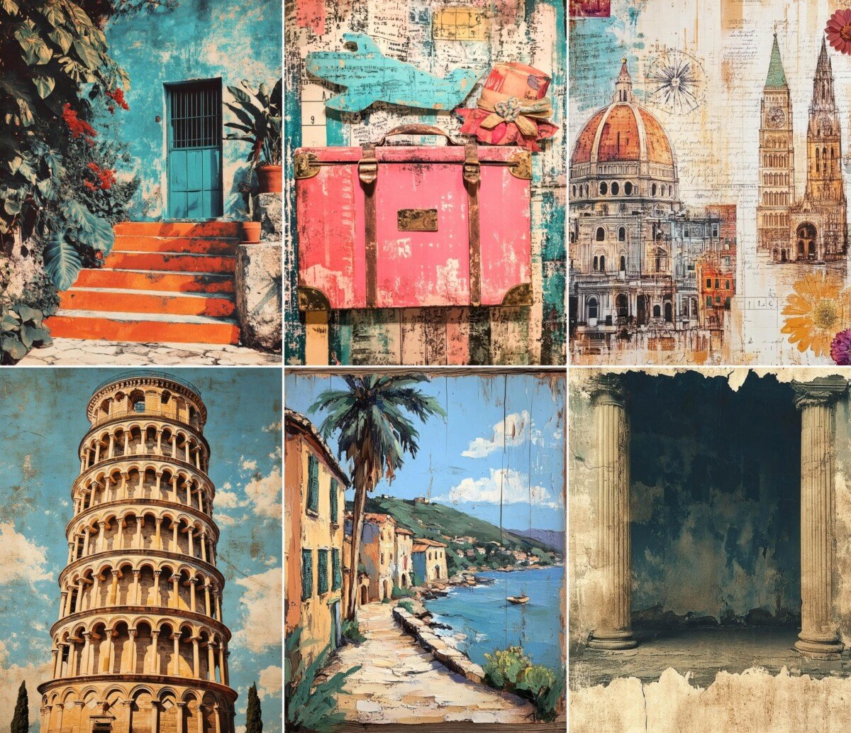 vintage – 55 Vintage Italian Travel Junk Journal Pages