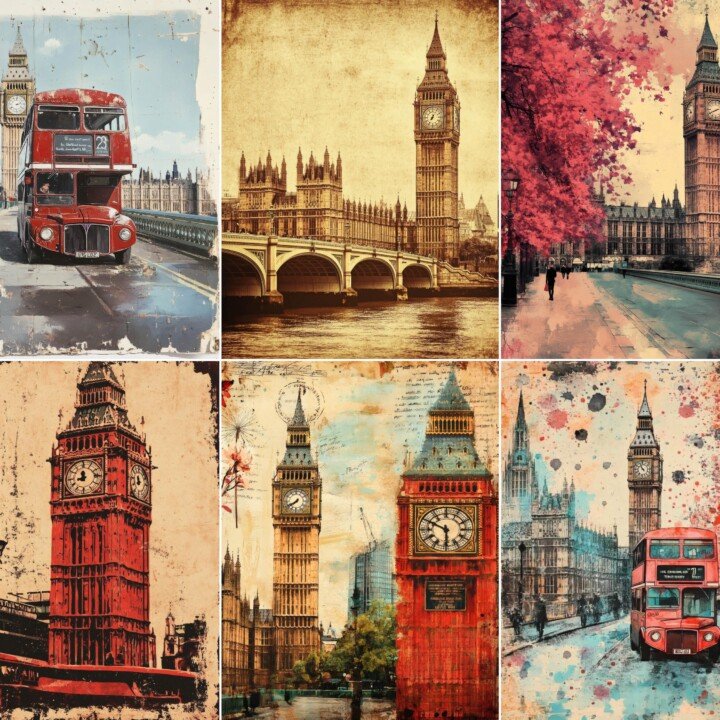 vintage – 56 Vintage London Travel Junk Journal Pages