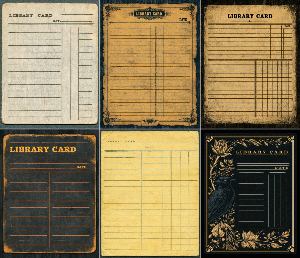 library – 42 Library Card Junk Journal Pages