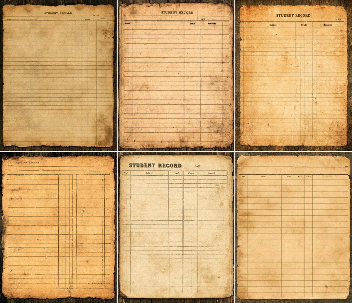 vintage – 28 Vintage Student Record Cards Kit