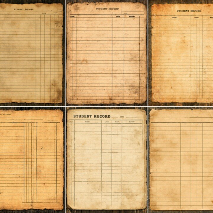 vintage – 28 Vintage Student Record Cards Kit