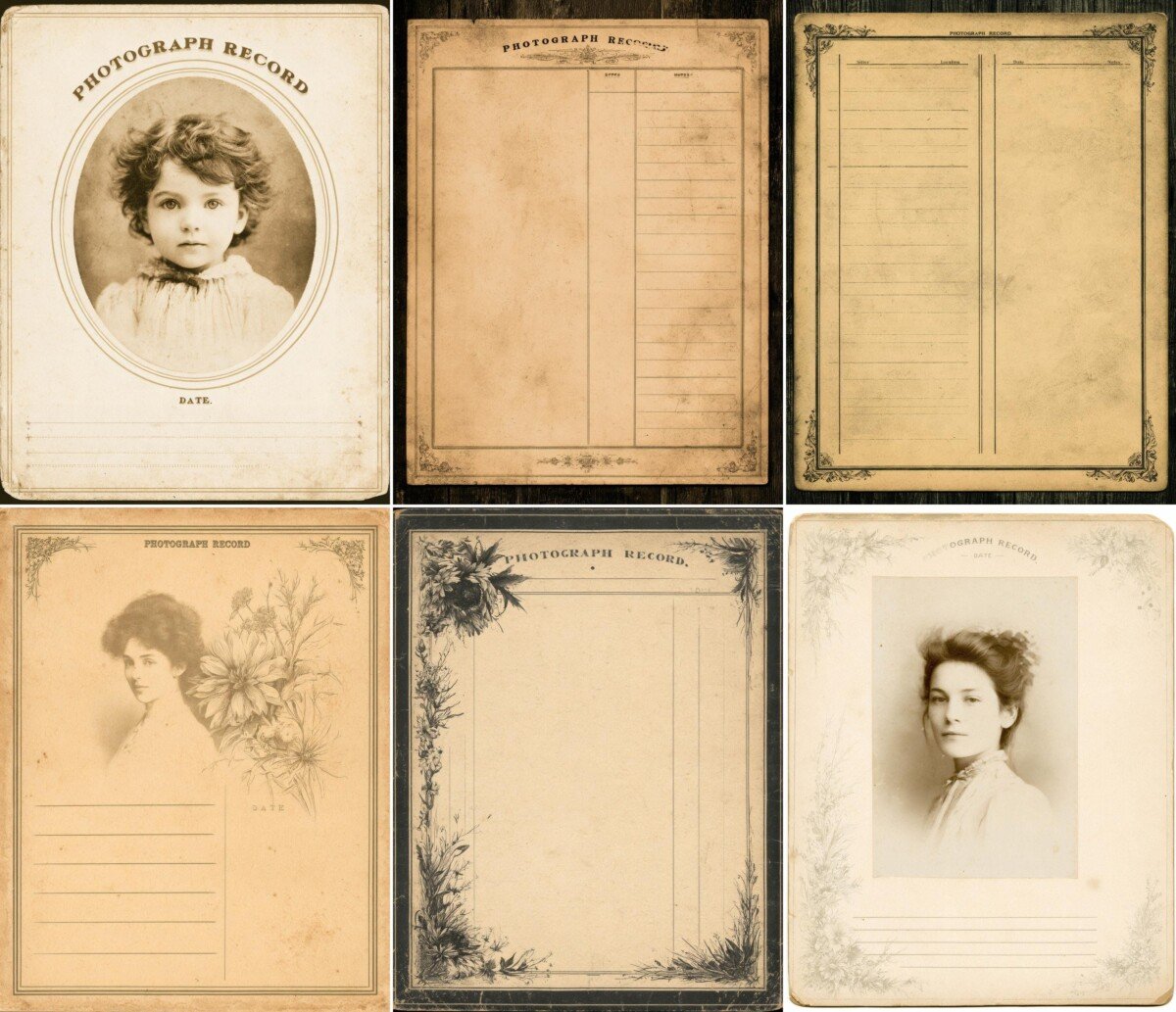 vintage – 28 Vintage Cabinet Photo Mount Cards Junk Journal Kit