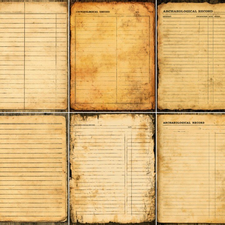 archaeological – 28 Archaeological Record Cards Junk Journal Pages