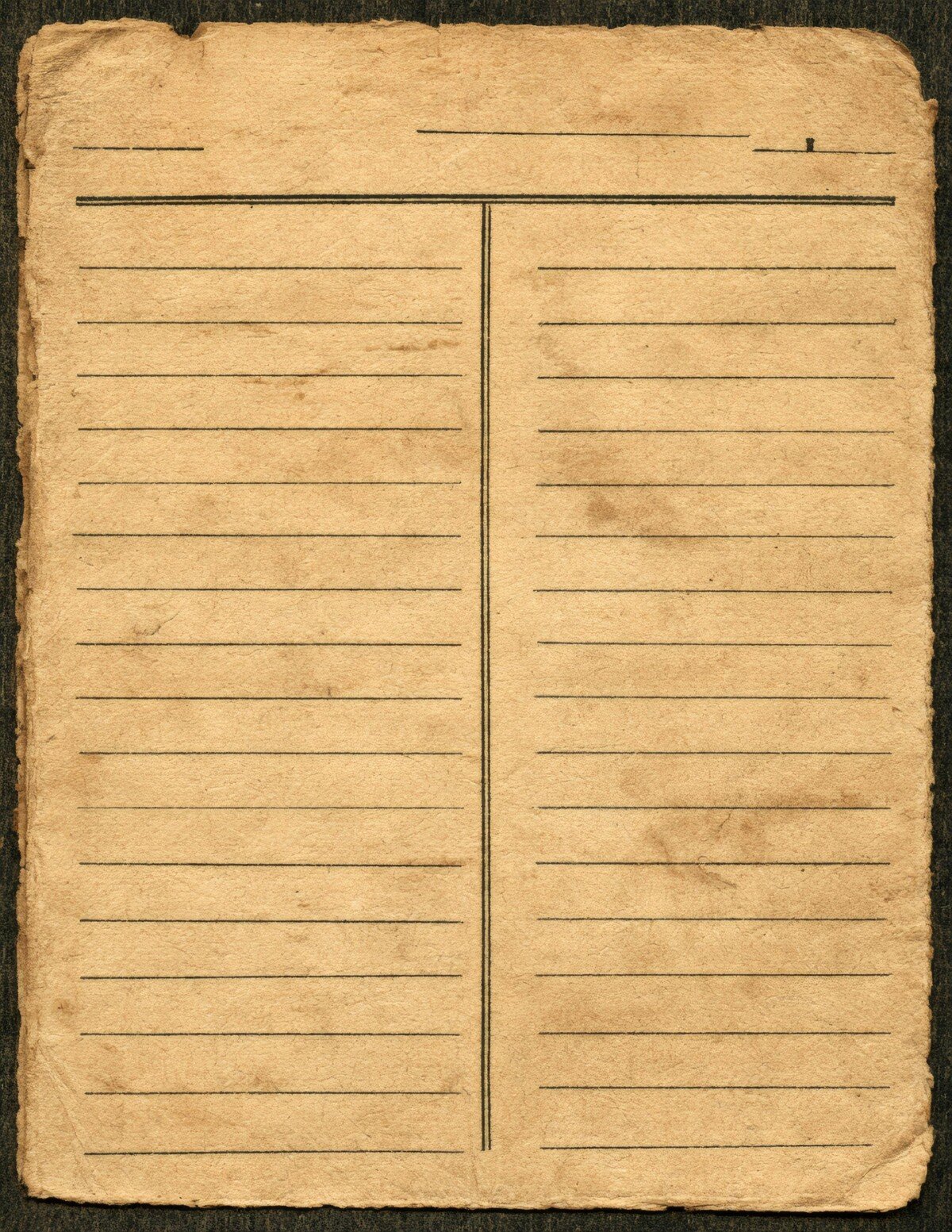 Vintage record digital paper preview with ruled lines, faded type and worn edges