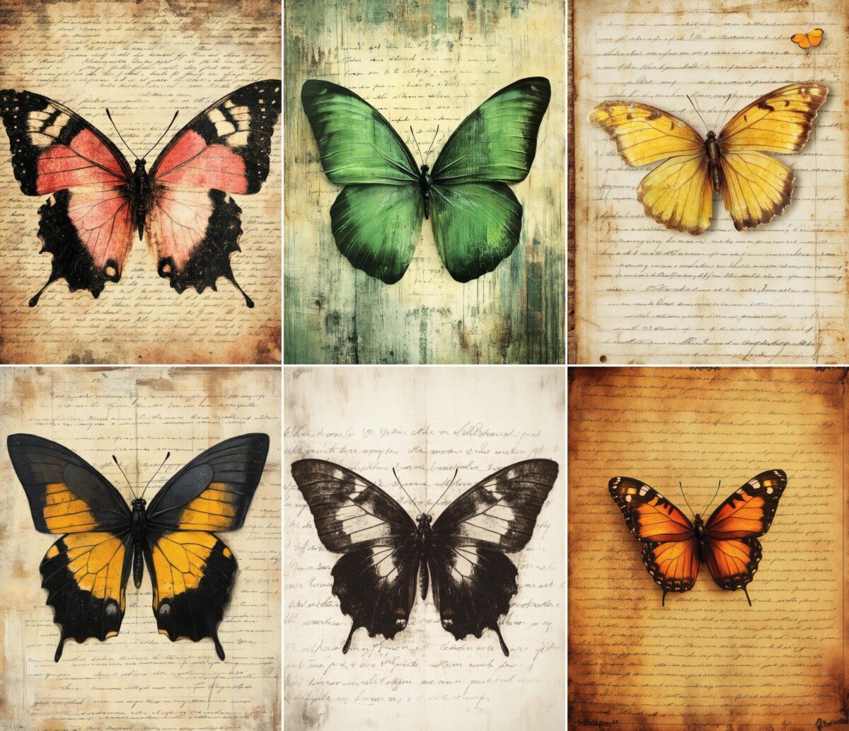 antique – 56 Antique Butterfly Correspondence Journal Pages
