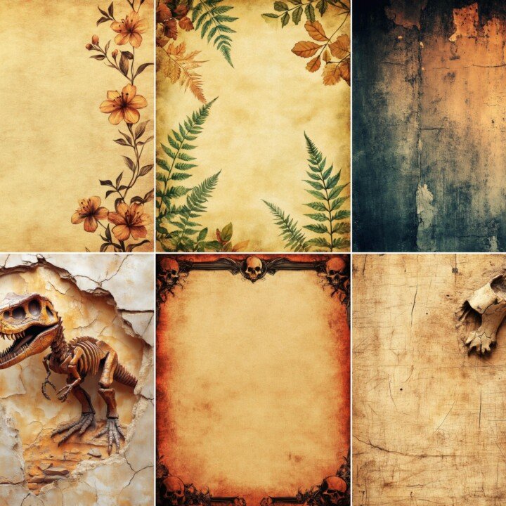 antique – 57 Antique Fossil Background Journal Pages