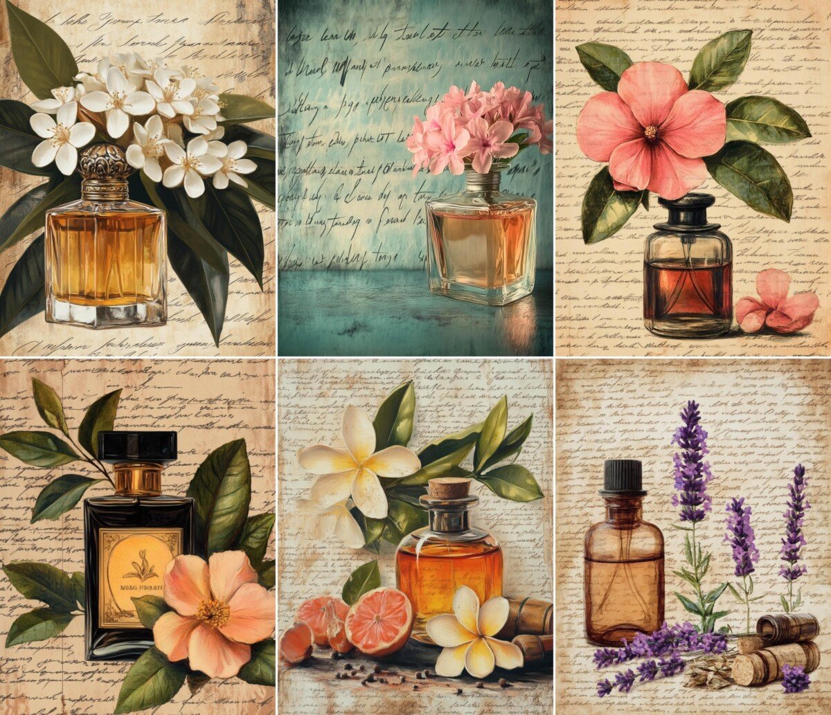 antique – 20 Antique Perfume Botanicals Junk Journal Pages