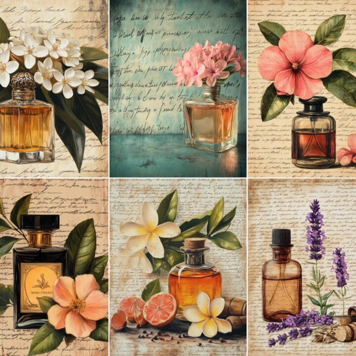 antique – 20 Antique Perfume Botanicals Junk Journal Pages