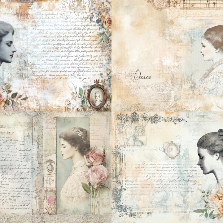 victorian – Victorian Lace Romance Papers, Romantic Floral Collage, Shabby Chic Journal Pages, Junk Journal Supplies, Digital Download