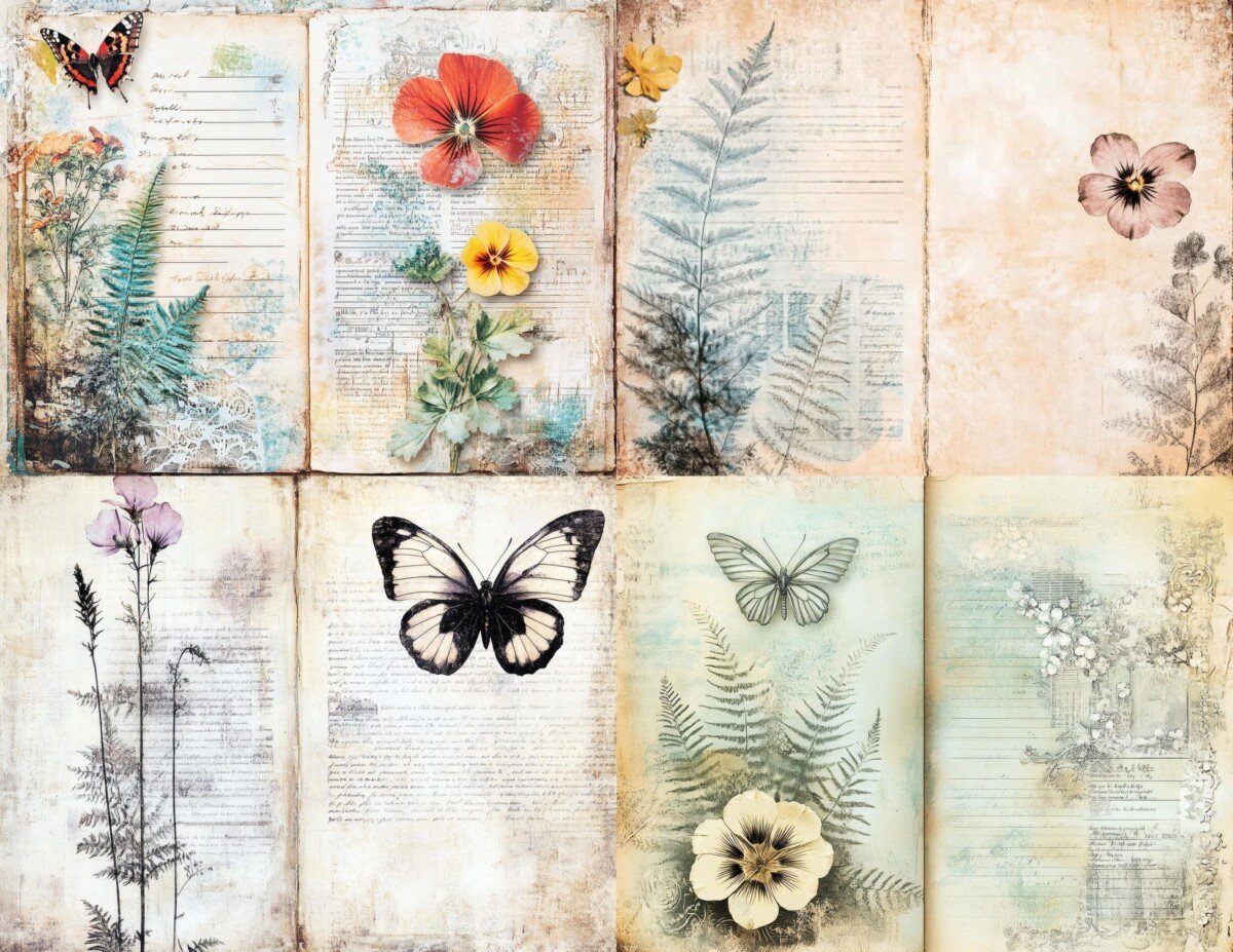 victorian – Victorian Wildflower Journal Pages, Botanical Writing Paper, Printable Junk Journal Kit, Cottagecore Scrapbook Supplies, Digital Download