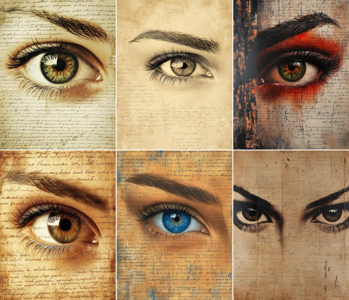 eyes – 56 Eyes Mixed Media Art Paper Journal Pages