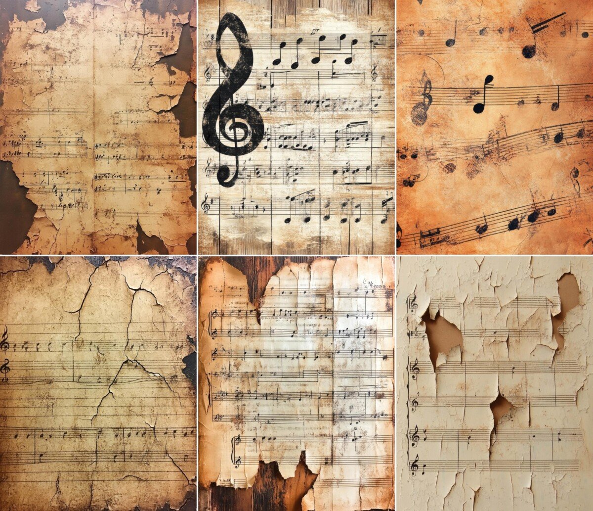 antique – 46 Antique Music Paper Journal Pages