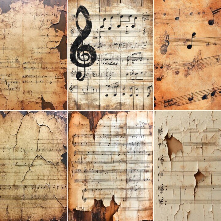 antique – 46 Antique Music Paper Journal Pages