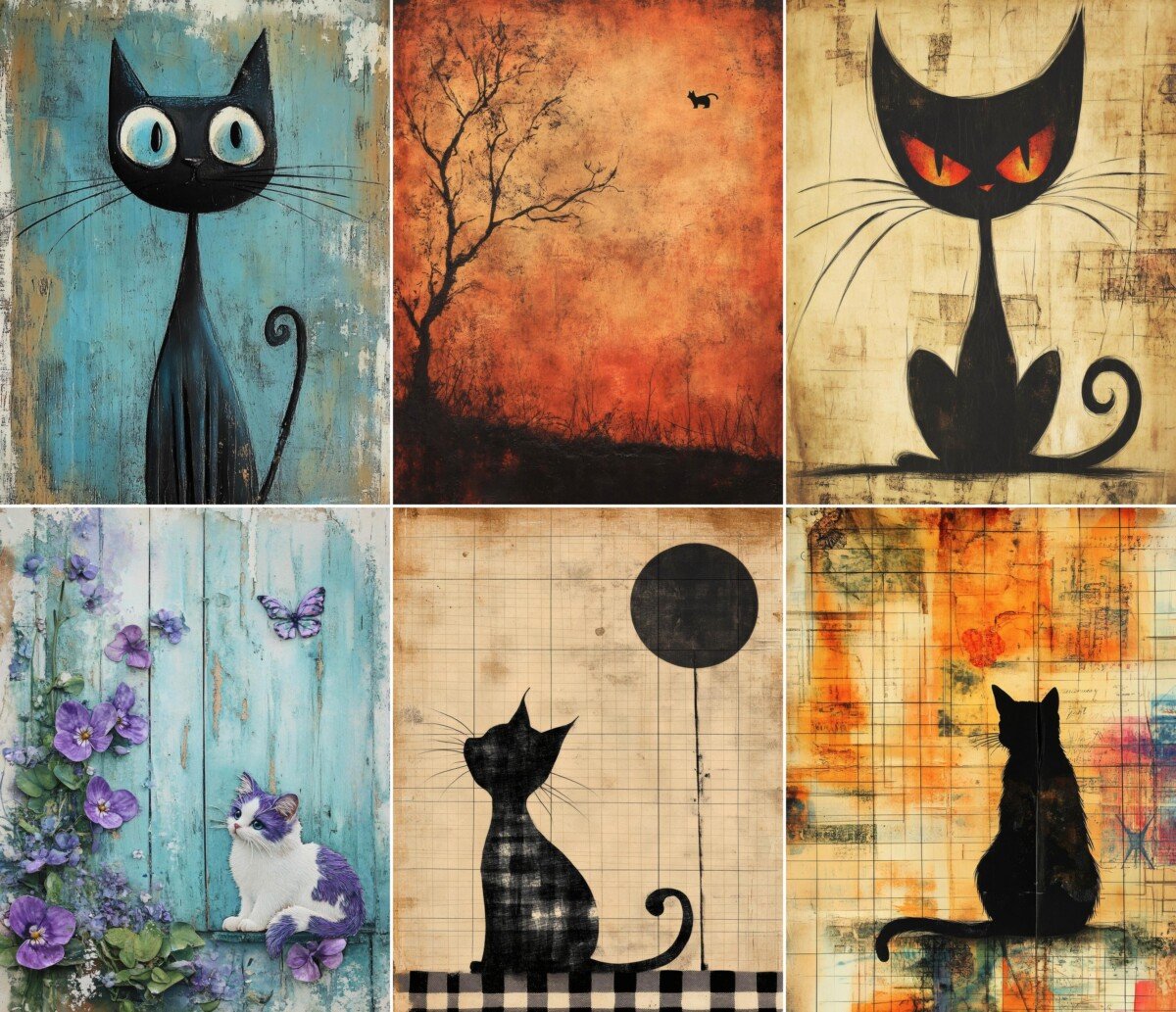 whimsical – 60 Whimsical Cat Storybook Paper Journal Pages