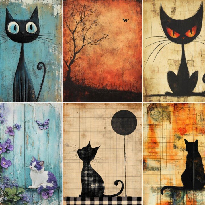 whimsical – 60 Whimsical Cat Storybook Paper Journal Pages