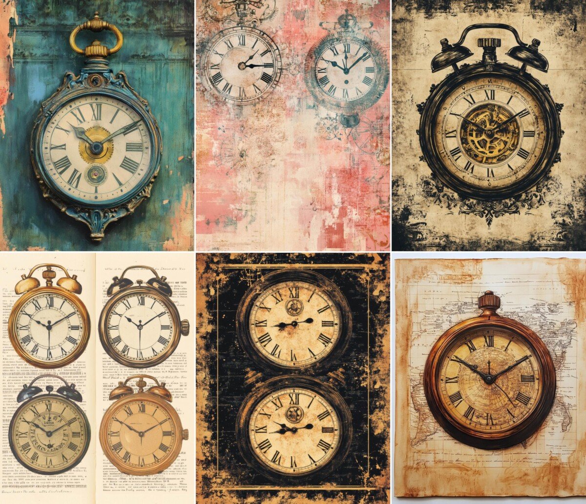 steampunk – 56 Steampunk Timepiece Background Journal Pages