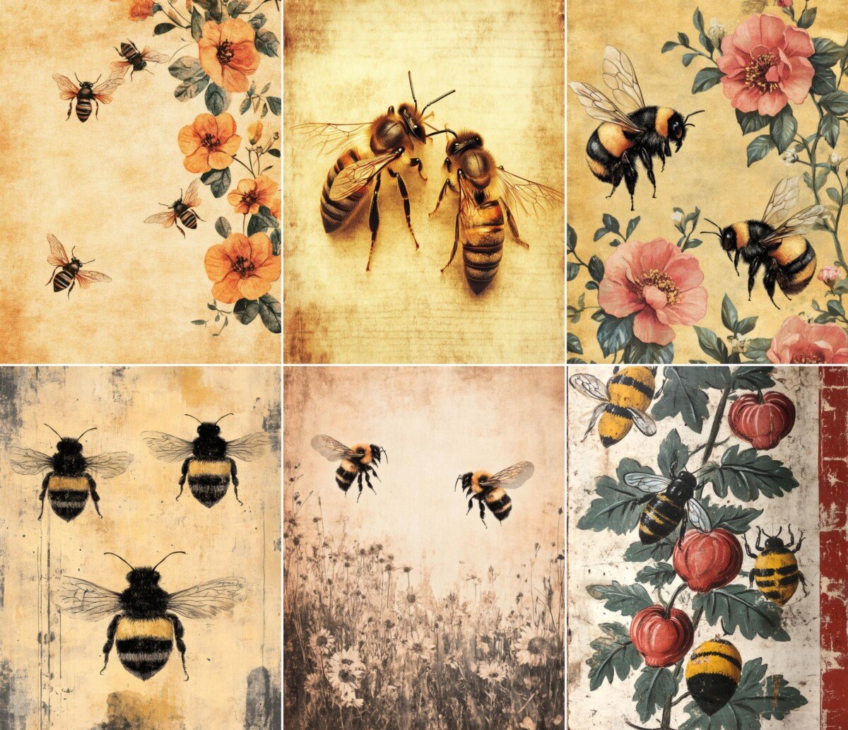cottagecore – 60 Cottagecore Bee Junk Journal Pages