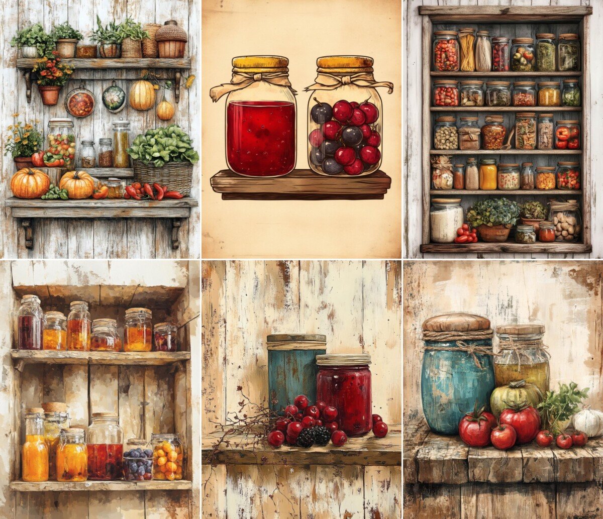 vintage – 56 Vintage Farmhouse Kitchen Preserves Junk Journal Pages