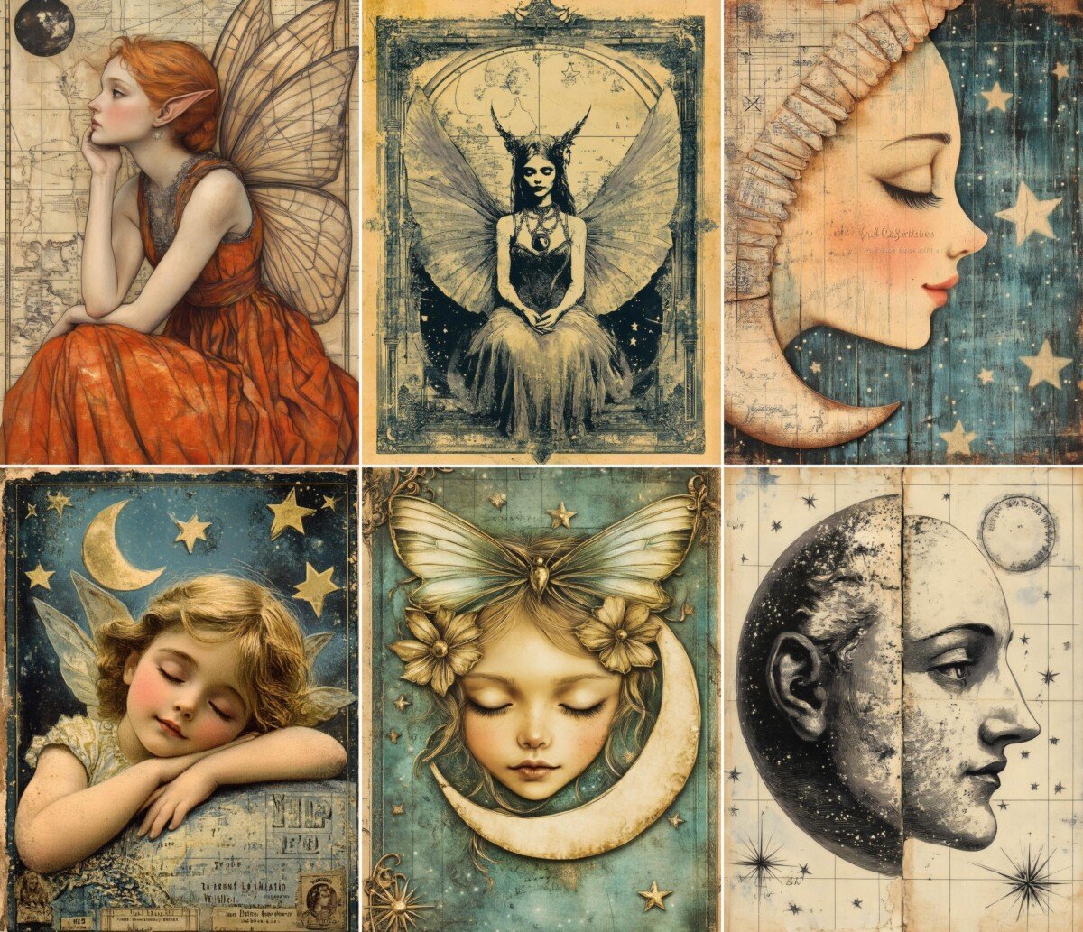celestial – 52 Celestial Fairy Junk Journal Pages