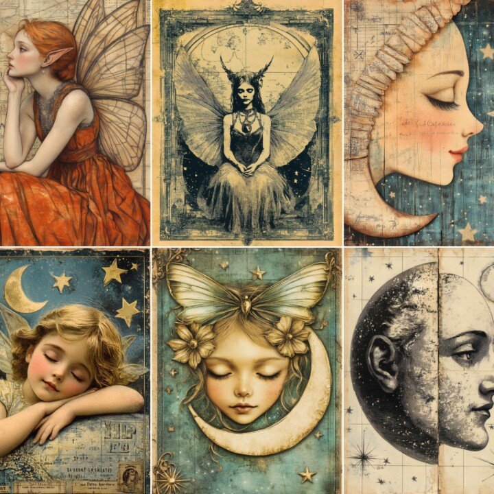 celestial – 52 Celestial Fairy Junk Journal Pages