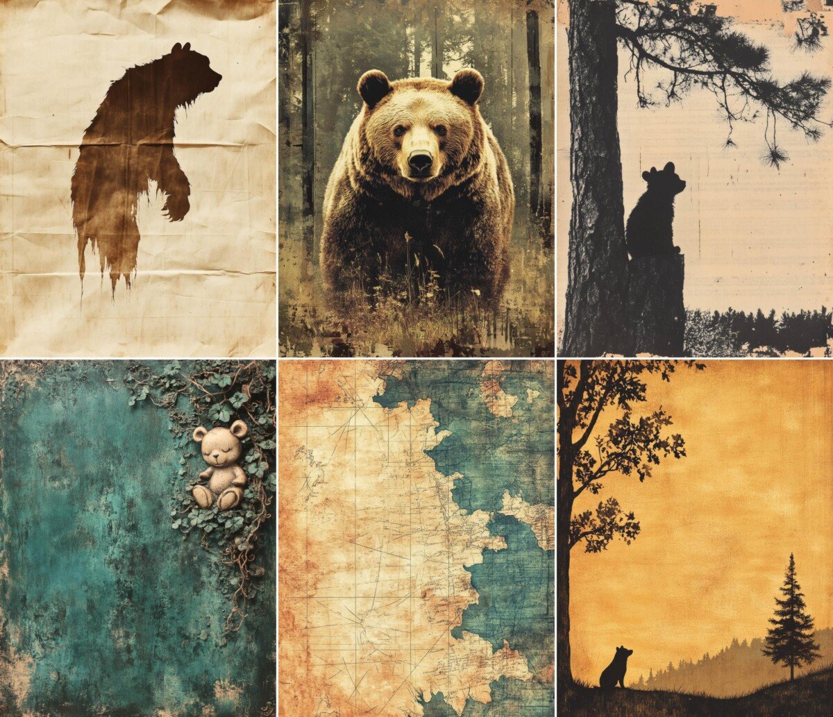 woodland – 60 Woodland Bear Junk Journal Pages