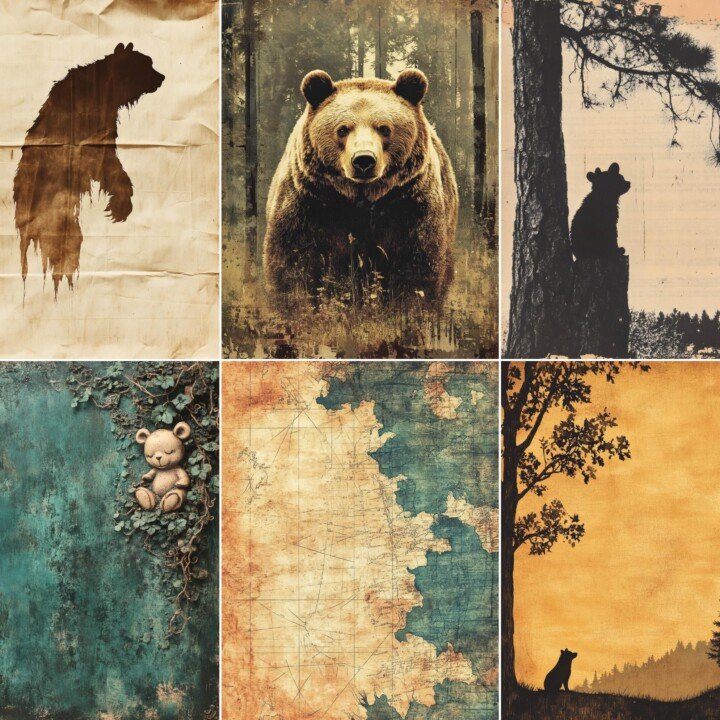 woodland – 60 Woodland Bear Junk Journal Pages