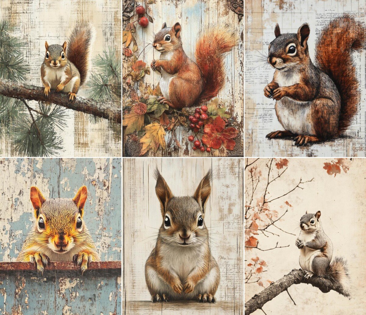 woodland – 56 Woodland Squirrel Junk Journal Pages