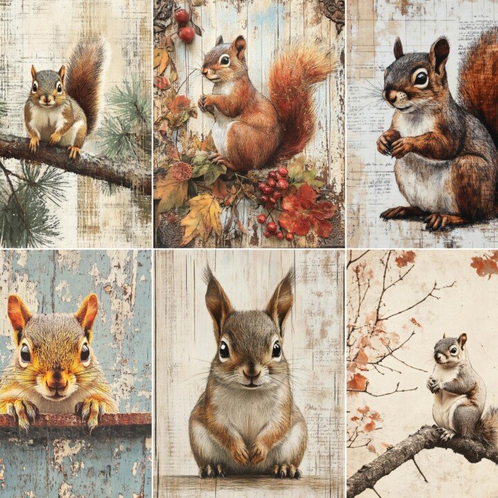 woodland – 56 Woodland Squirrel Junk Journal Pages