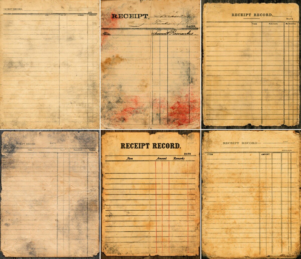 vintage – 28 Vintage Receipt Cards Junk Journal Kit