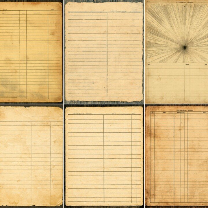 vintage – 28 Vintage Observatory Record Cards Junk Journal Kit