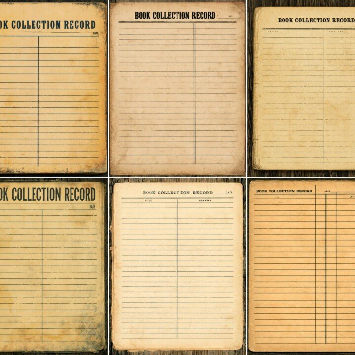 vintage – 20 Vintage Book Collection Record Cards Kit