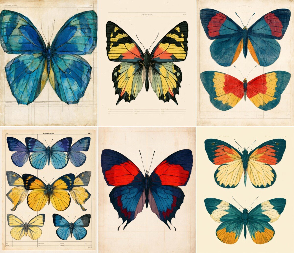vintage – 36 Vintage Butterfly Specimen Cards Labels Ephemera