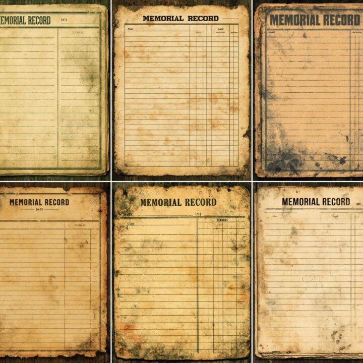 vintage – 20 Vintage Cemetery Record Cards Journal Pages