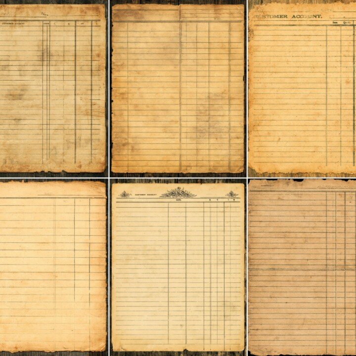 vintage – 32 Vintage Grocery Account Cards Junk Journal Pages