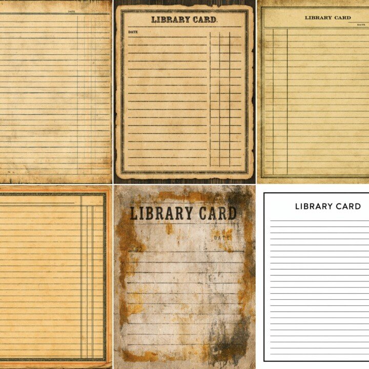 vintage – 46 Vintage Library Card Junk Journal Kit