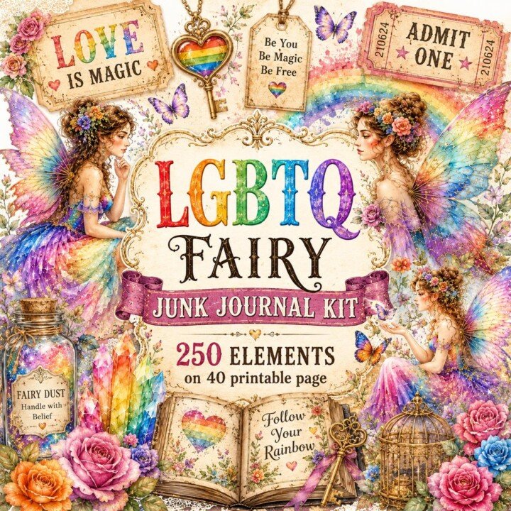 lgbtq – 40 LGBTQ Fairy Junk Journal Kit
