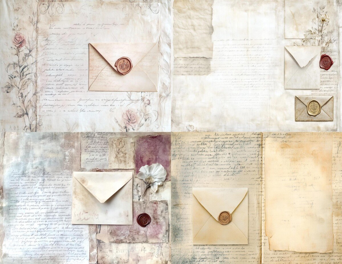 vintage – Vintage Envelope Journal Pages, Wax Seal Stationery Papers, Shabby Chic Writing Backgrounds, Junk Journal Supplies, Digital Download