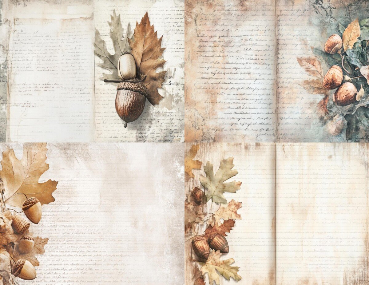 oak – Oak Acorn Journal Autumn Woodland Backgrounds Pages