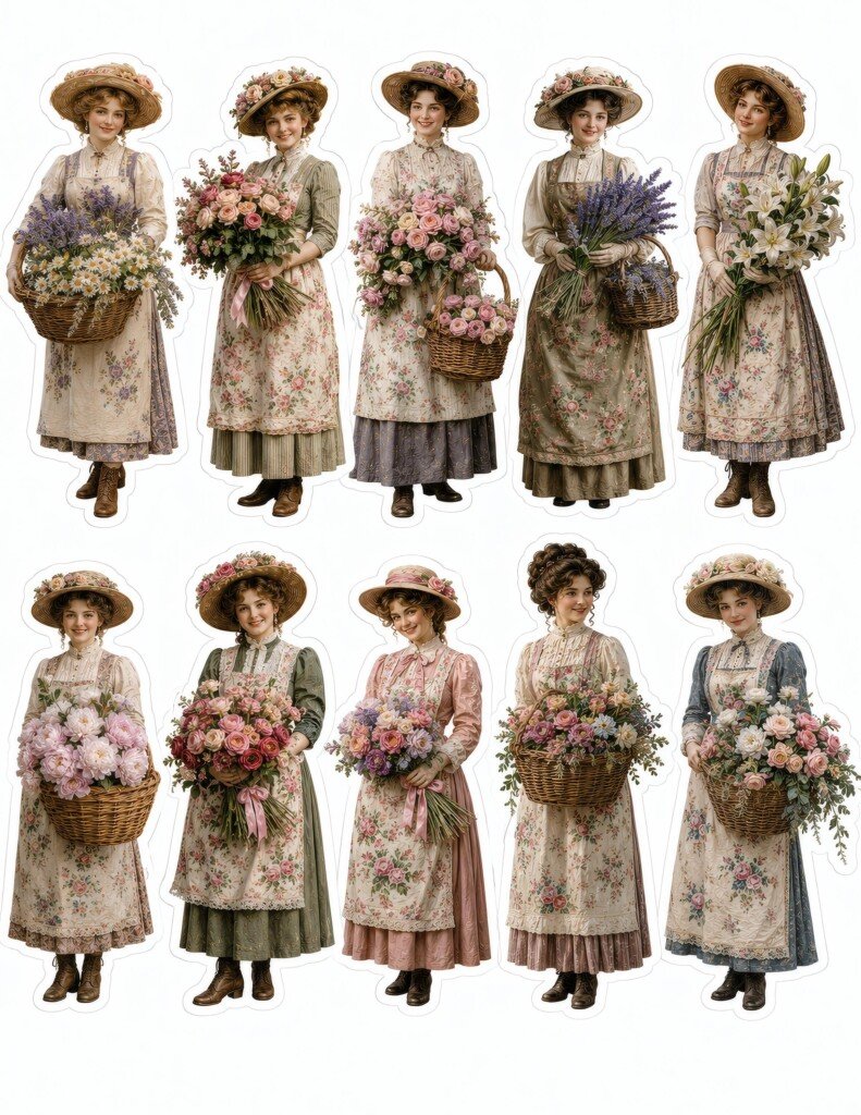 Vintage Women Fussy Cuts: individual artwork preview