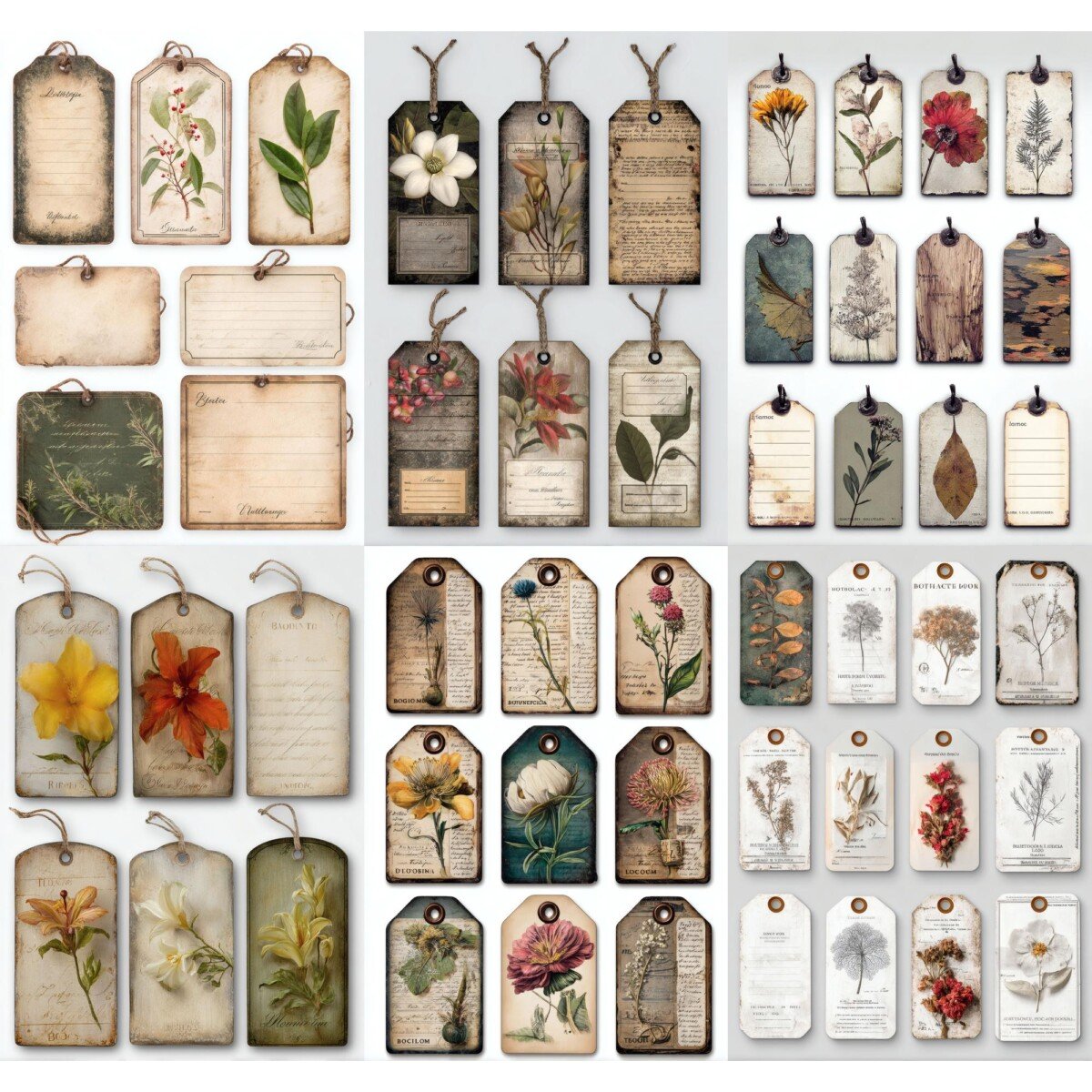 Botanical Pocket Labels & Tags Printable Junk Journal Ephemera – 20 Pages - Image 10
