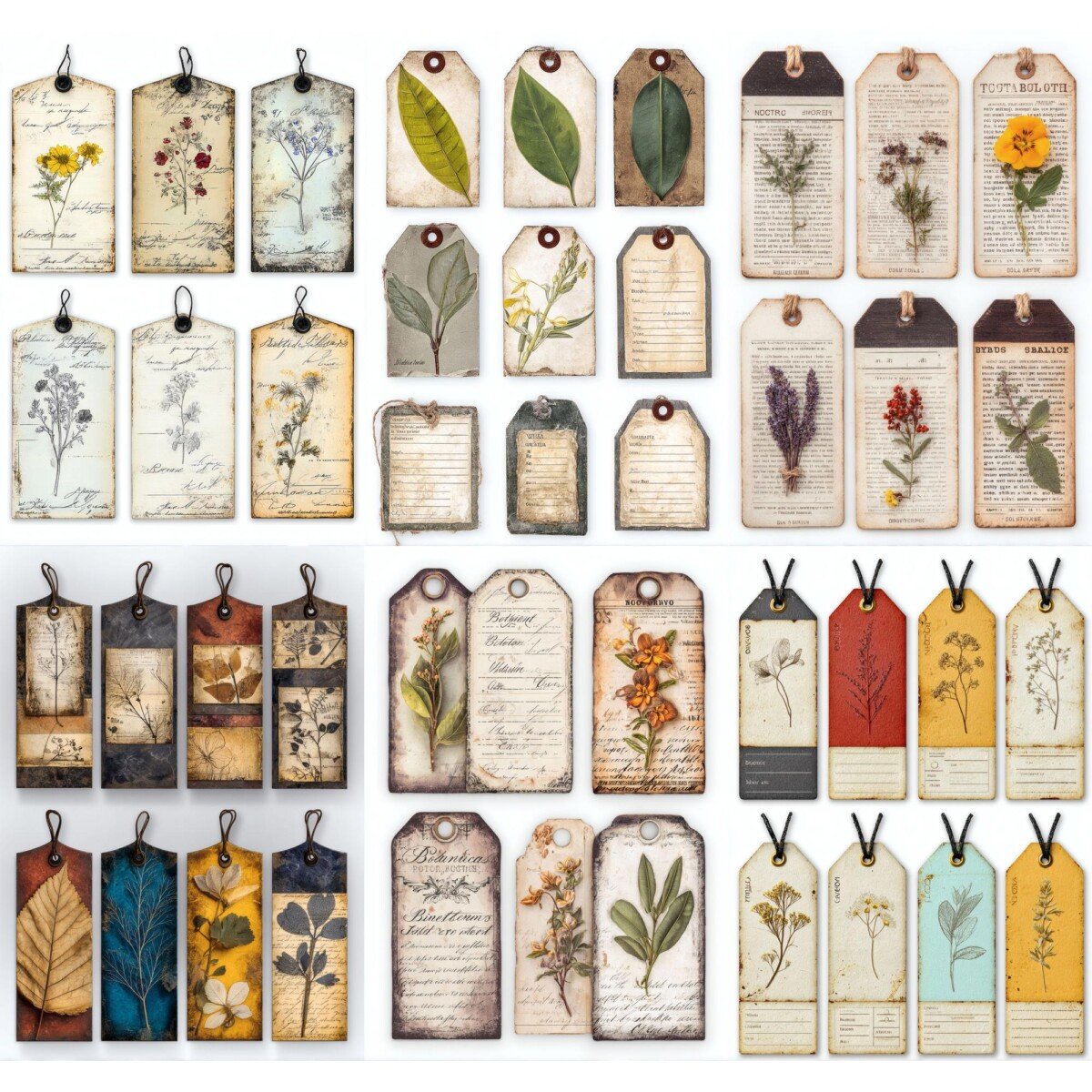Botanical Pocket Labels & Tags Printable Junk Journal Ephemera – 20 Pages - Image 9