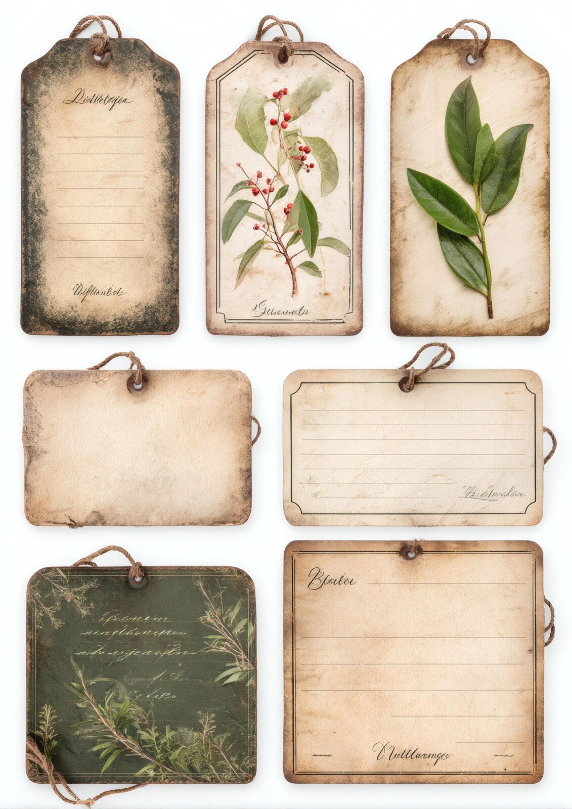 Botanical Pocket Labels & Tags Printable Junk Journal Ephemera – 20 Pages - Image 7