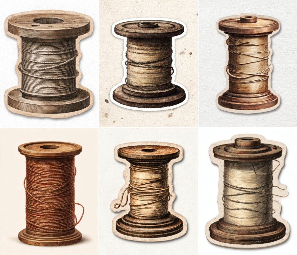 Vintage Sewing Spool Fussy Cuts – 24 Thread Reel Printables - Image 2