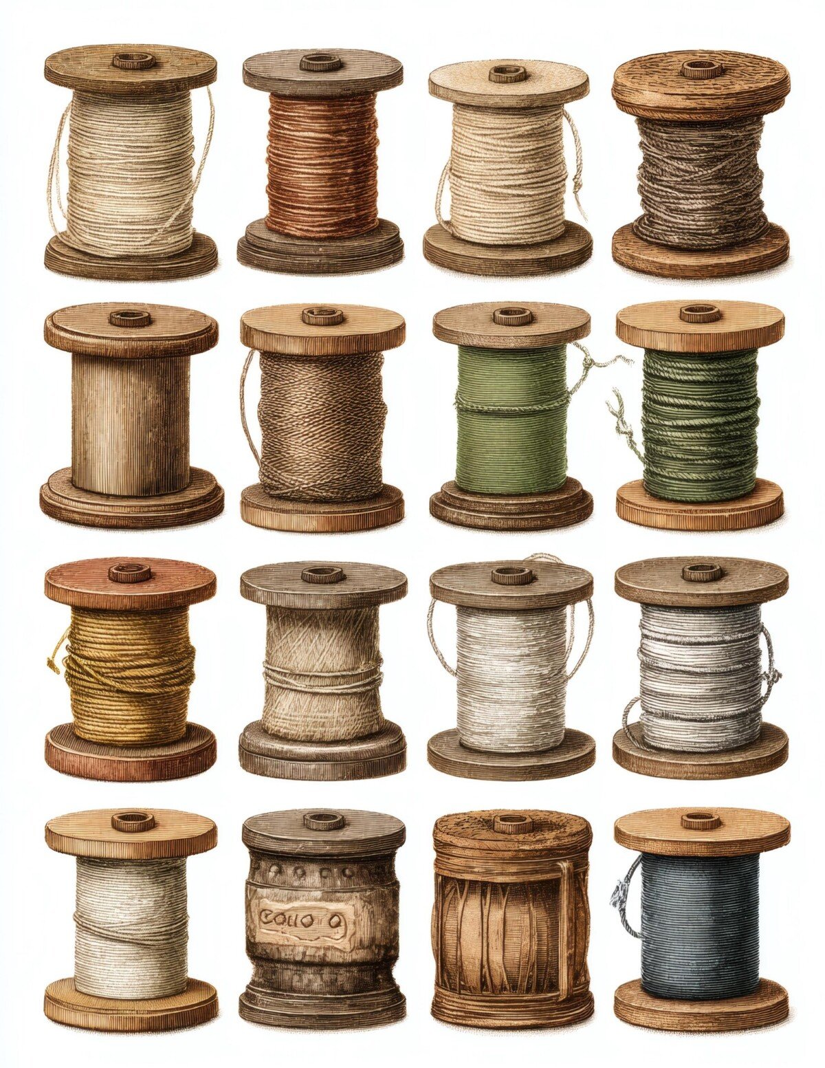 Vintage Sewing Spool Fussy Cuts – 24 Thread Reel Printables - Image 8