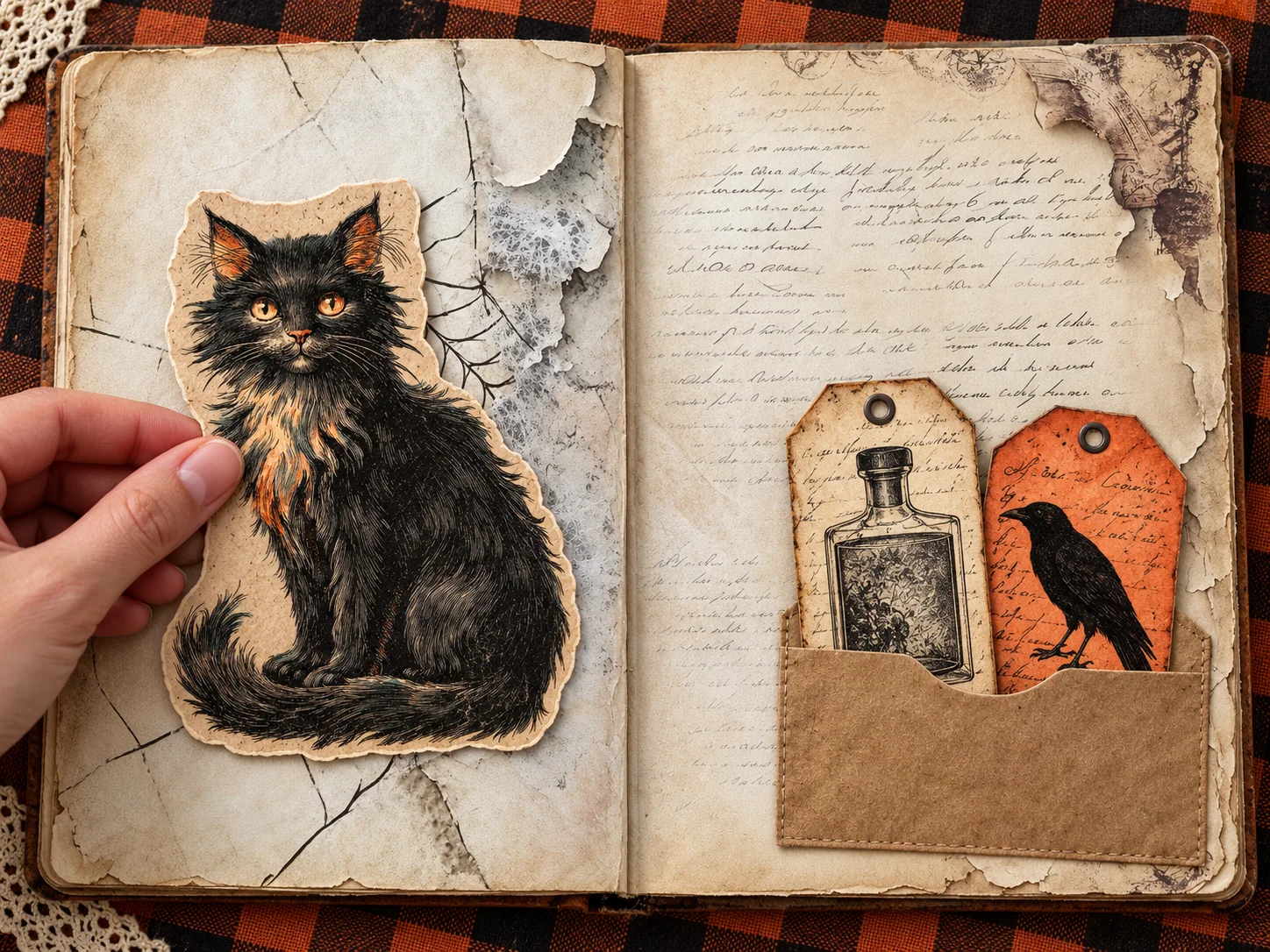 Halloween Junk Journal Pages: A Cat-and-Apothecary Project